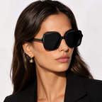 Dolce & Gabbana Oversized Square Black Sunglasses (DG 4539) worn by a model