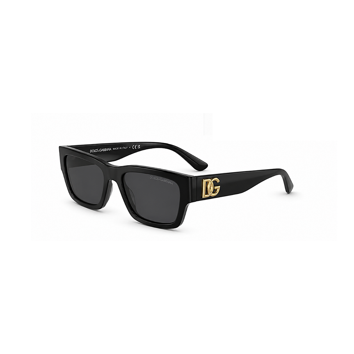 Dolce & Gabbana Slim Rectangular Black Sunglasses (DG 4540), angled side view