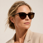 Dolce & Gabbana Square Tortoise Sunglasses (DG 4540 Brown) worn by a model