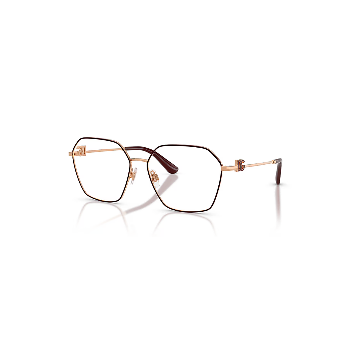 Dolce & Gabbana Rose Gold Eyeglasses (DG1366), angled side view