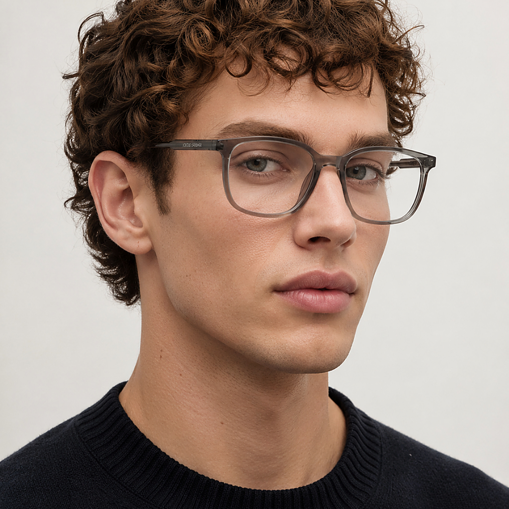 Dolce & Gabbana Grey Eyeglasses (DG3445) worn by a model