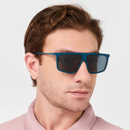 Karl Lagerfeld Shield Blue Sunglasses (KL6210S) worn by a model