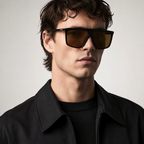 Karl Lagerfeld Shield Brown Sunglasses (KL6210S) worn by a model
