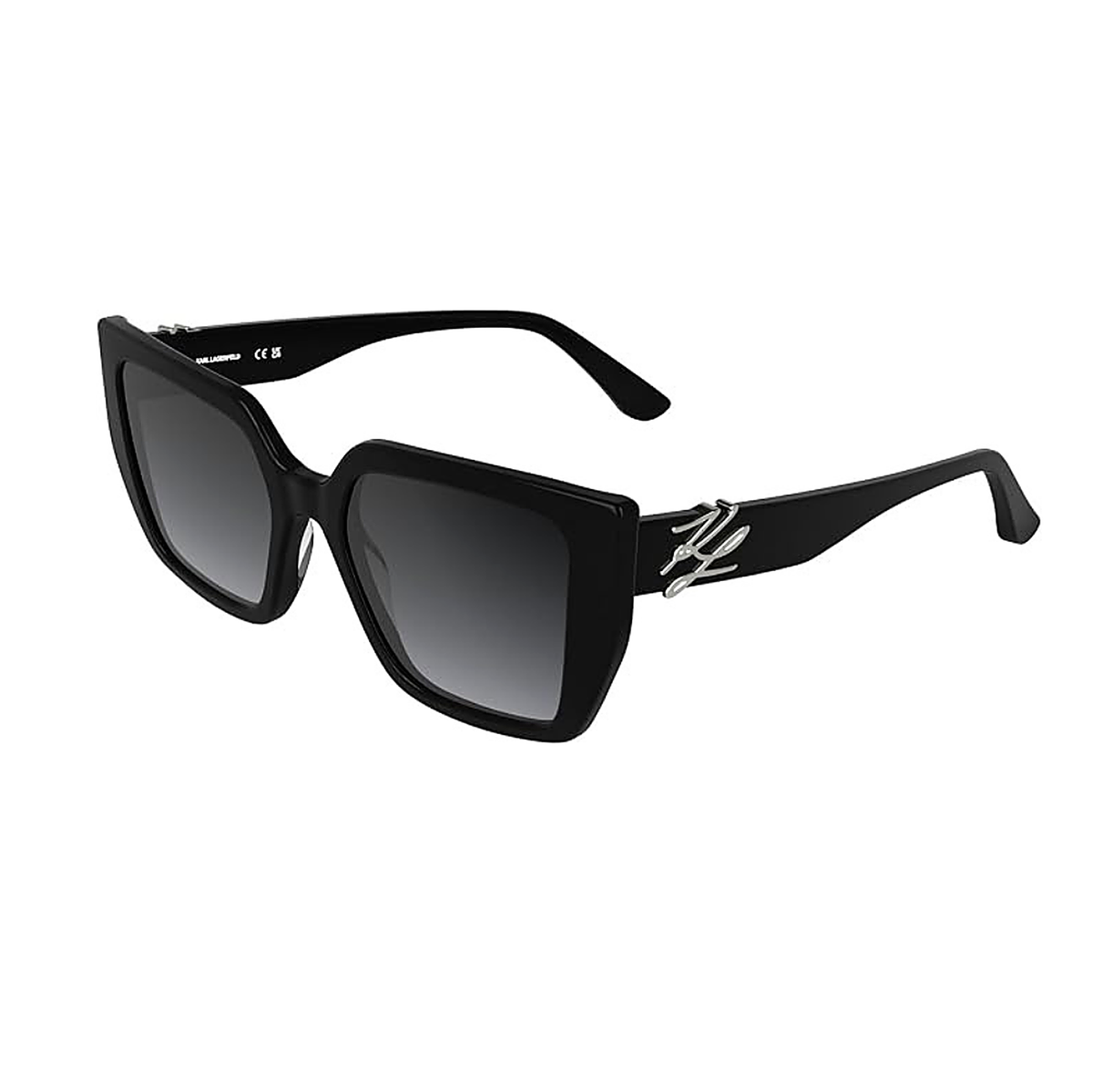 Karl Lagerfeld Oversized Black Sunglasses (KL6221S), angled side view