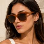 Karl Lagerfeld Amber Sunglasses (KL6223S Brown) worn by a model