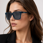 Karl Lagerfeld Square Blue Sunglasses (KL6224S) worn by a model