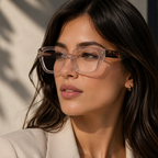 Lacoste Transparent Eyeglasses (L2934 272) worn by a model