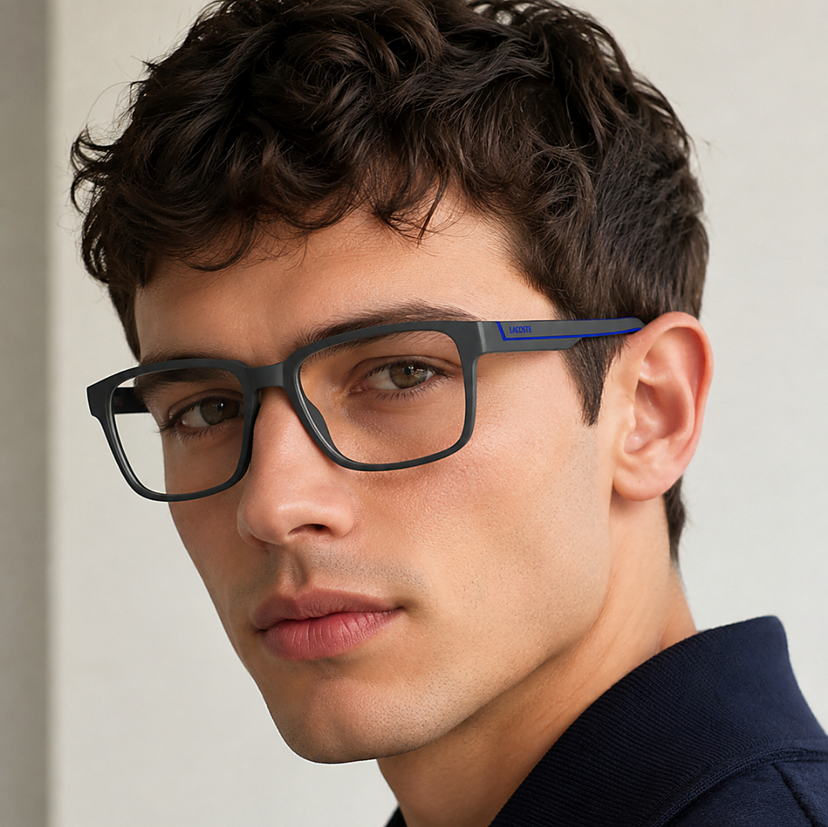 Lacoste Grey Eyeglasses (L2936 035) worn by a model