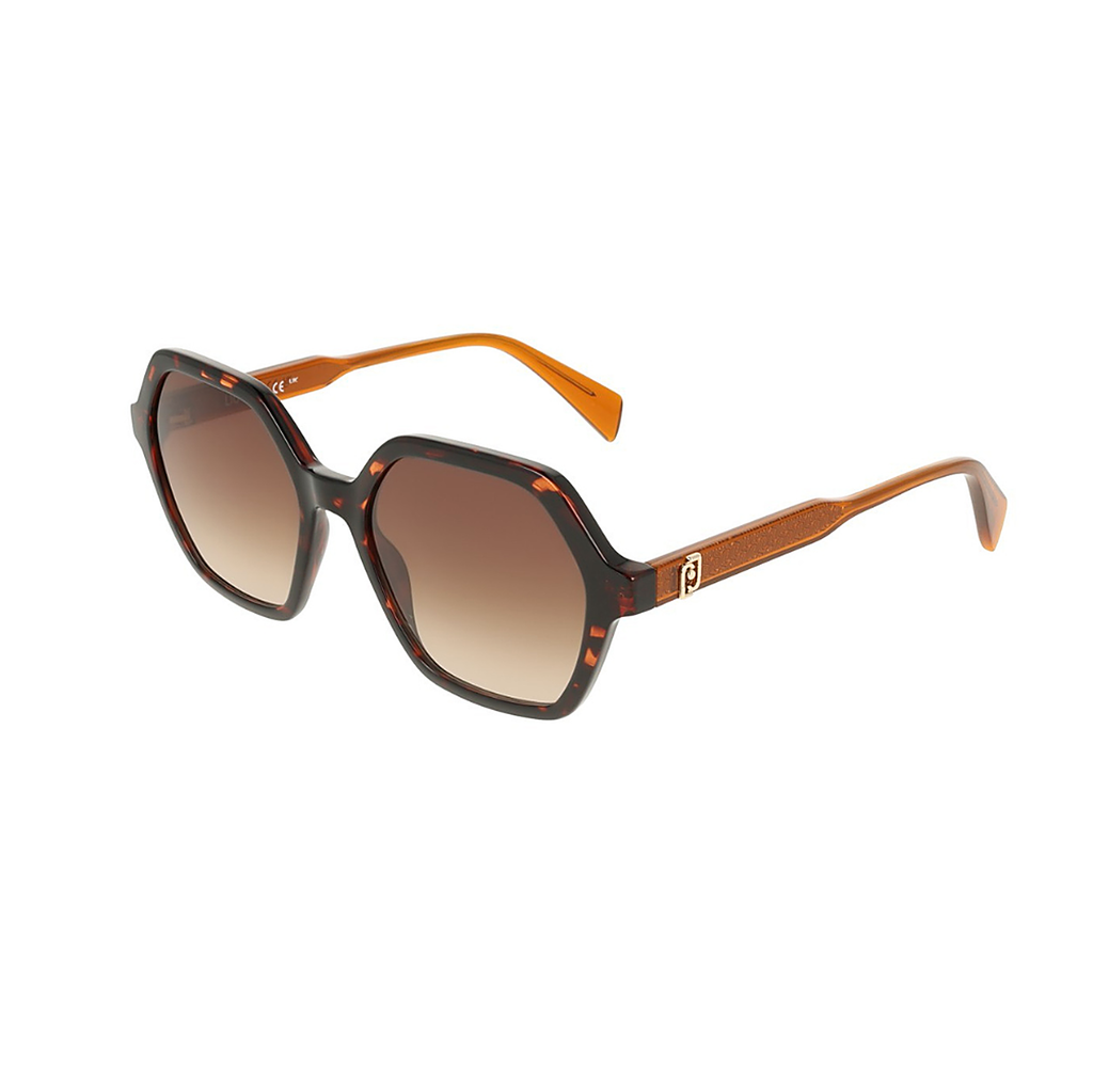 Liu Jo Hexagonal Brown Sunglasses (LJ823S), angled side view