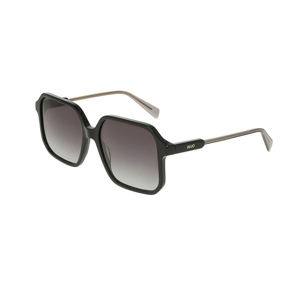 Liu Jo Square Black Sunglasses (LJ830S), angled side view
