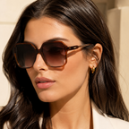 Liu Jo Square Brown Sunglasses (LJ830S) worn by a model