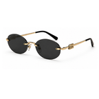 Miu Miu Oval Black Sunglasses (SMU A54), angled side view