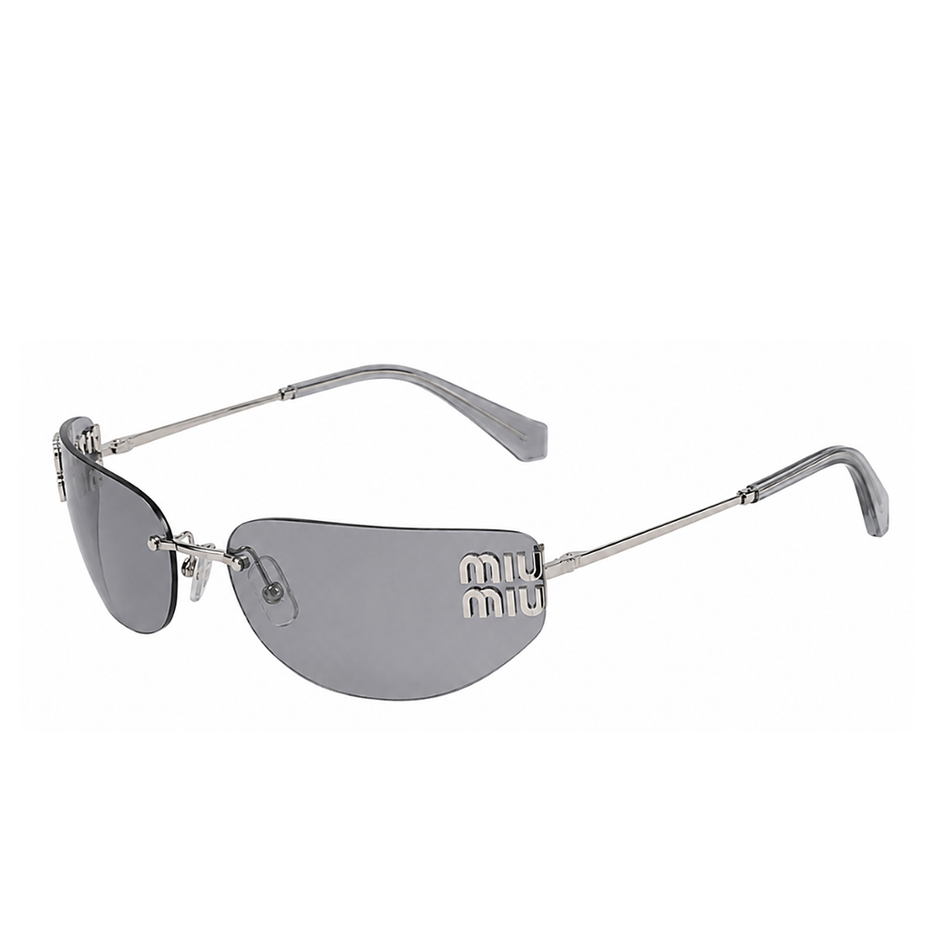 Miu Miu Shield Grey Sunglasses (SMU A55), angled side view