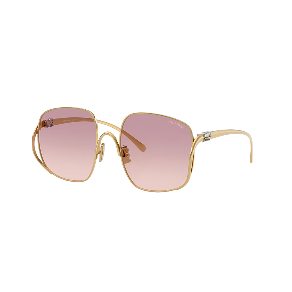 Miu Miu Gold Pink Sunglasses (SMU A57 5AK-40S), angled side view