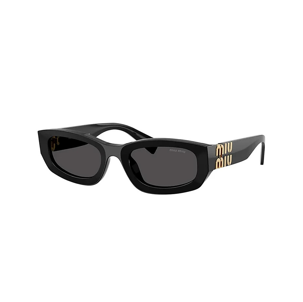 Miu Miu Bold Black Sunglasses (SMU B04), angled side view