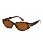Miu Miu Oval Tiger Sunglasses (SMU B10), angled side view