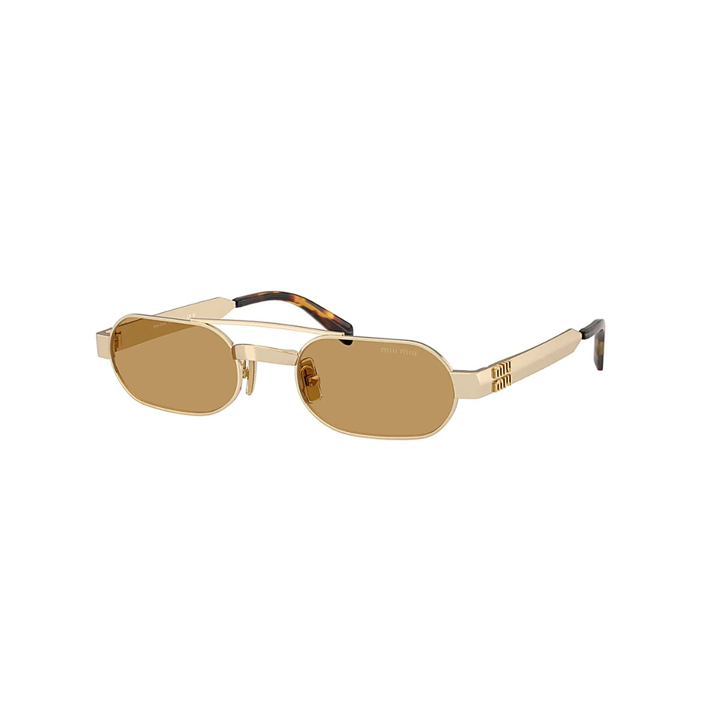 Miu Miu Slim Gold Sunglasses (SMU B52), angled side view