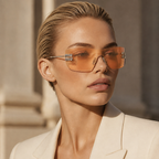 Miu Miu Shield Tiger Sunglasses (SMU B53) worn by a model