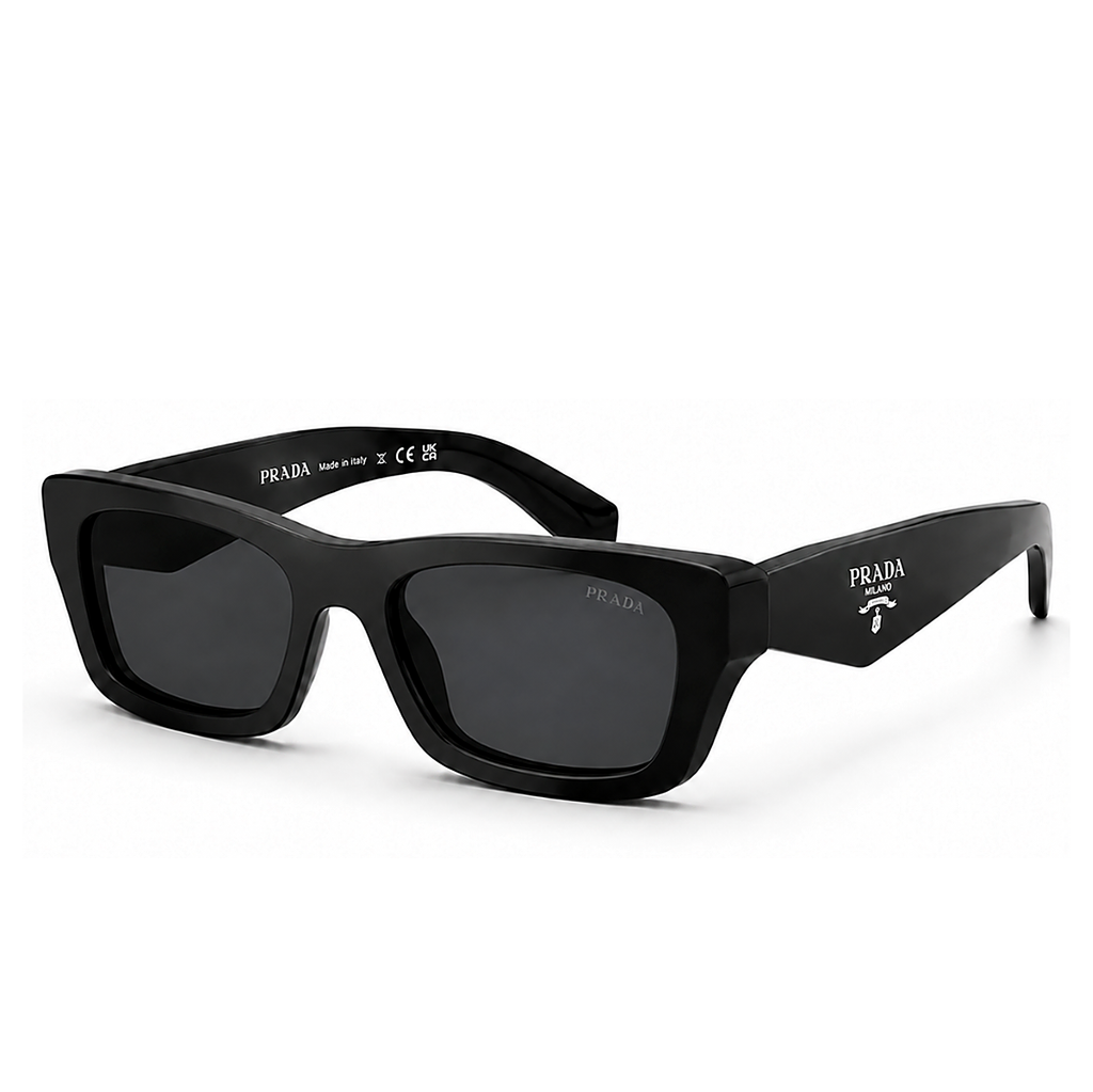 Prada Slim Black Sunglasses (SPR B15), angled side view