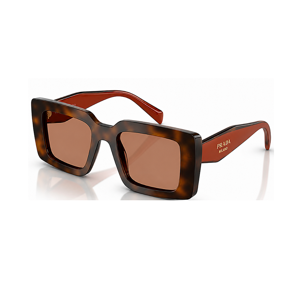 Prada Square Tortoise Sunglasses (SPR D01), angled side view