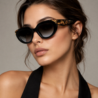 Prada Black Tiger Sunglasses (SPR D02) worn by a model