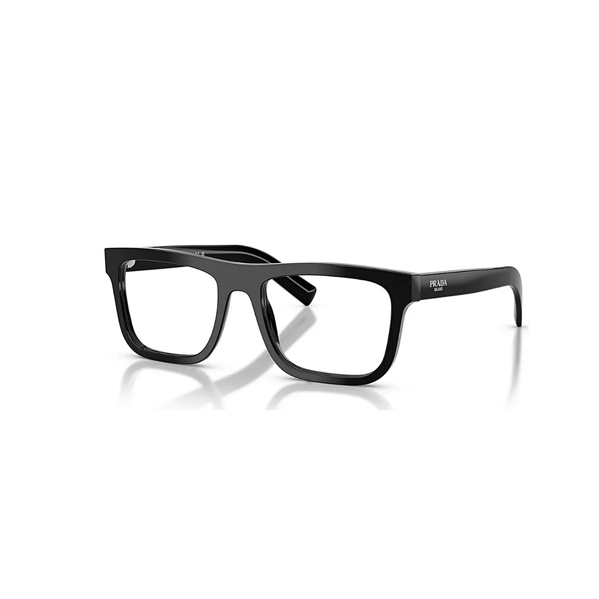 Prada Rectangular Black Eyeglasses (VPR C03), angled side view