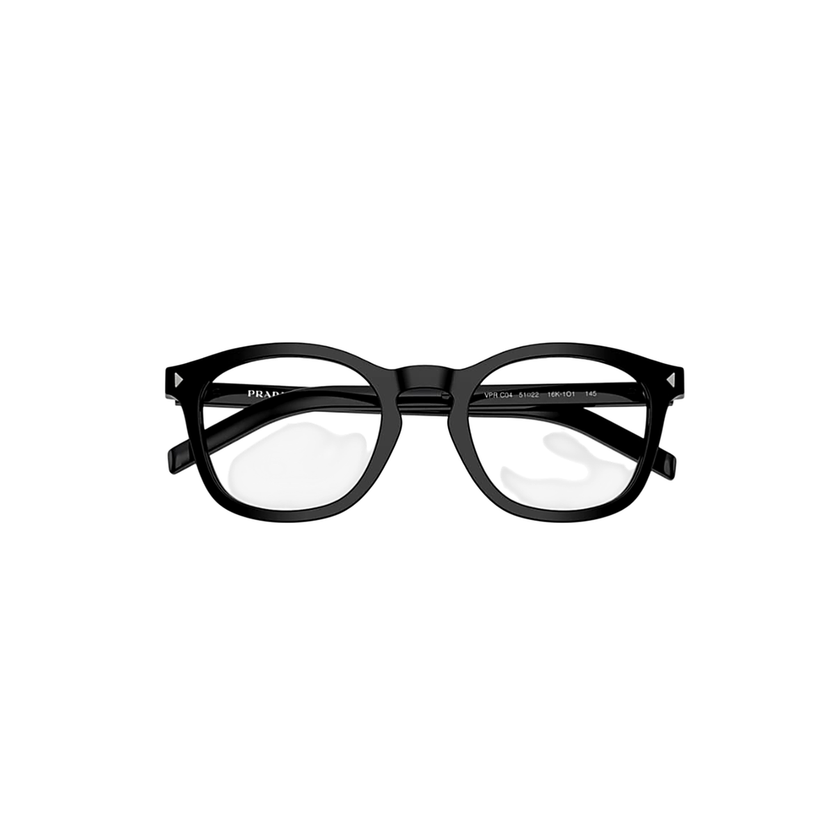 Prada Round Black Eyeglasses (VPR C04), front view