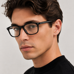 Prada Round Black Eyeglasses (VPR C04) worn by a model