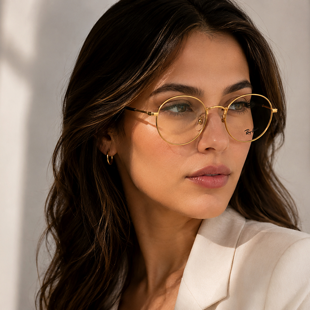 Ray-Ban Gold Oval Eyeglasses (RB 3547V) worn by a model