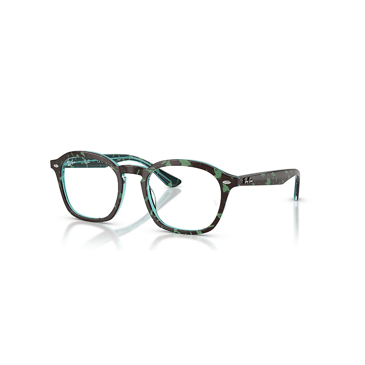 Ray-Ban Green Havana Eyeglasses (RB 5451), angled side view