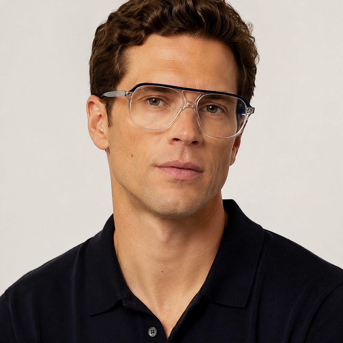 Ray-Ban Clear Blue Eyeglasses (RB 5698) worn by a model