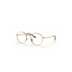 Ray-Ban Gold Round Eyeglasses (RB3681V), angled side view