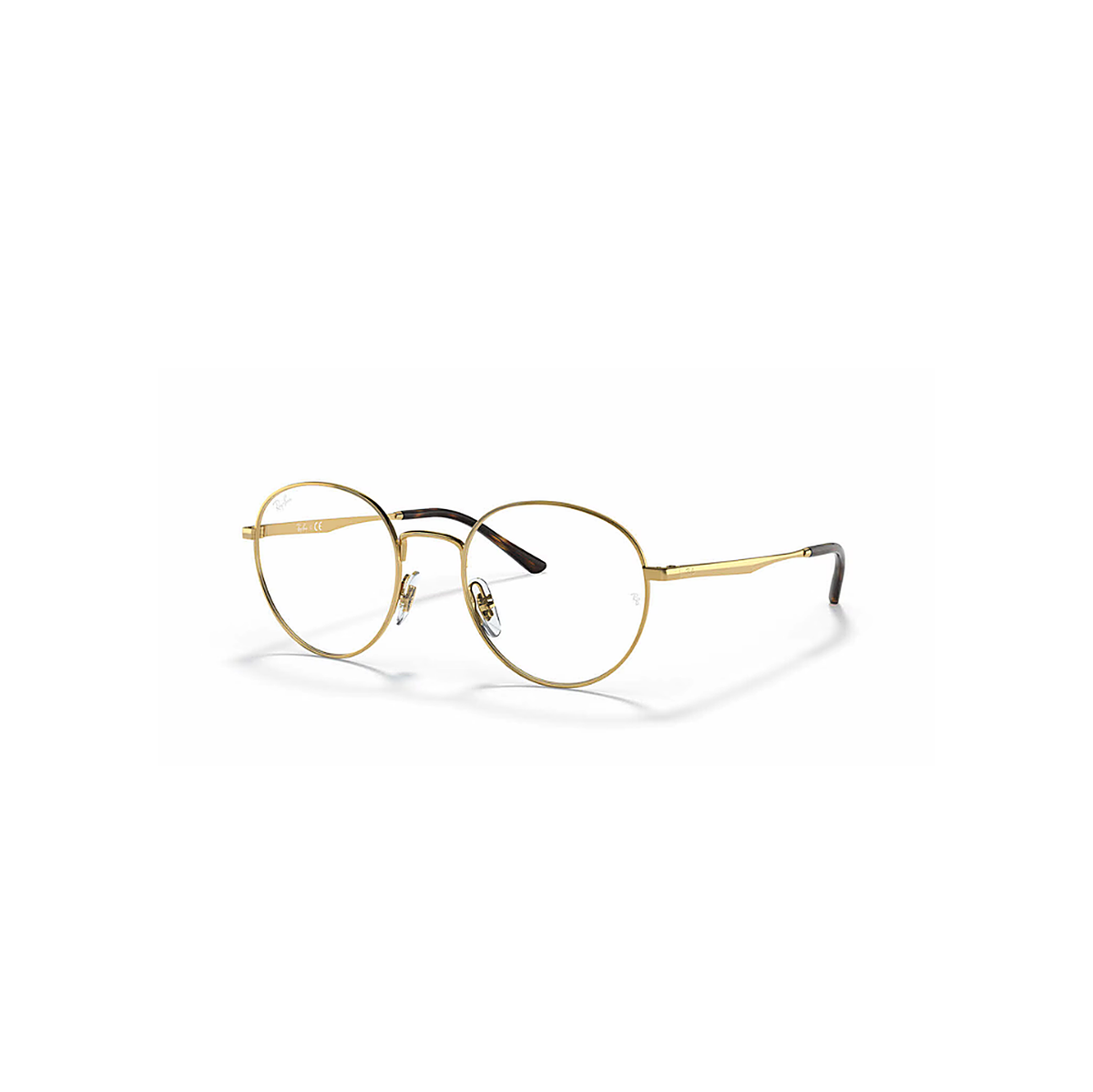 Ray-Ban Gold Round Eyeglasses (RB3681V), angled side view