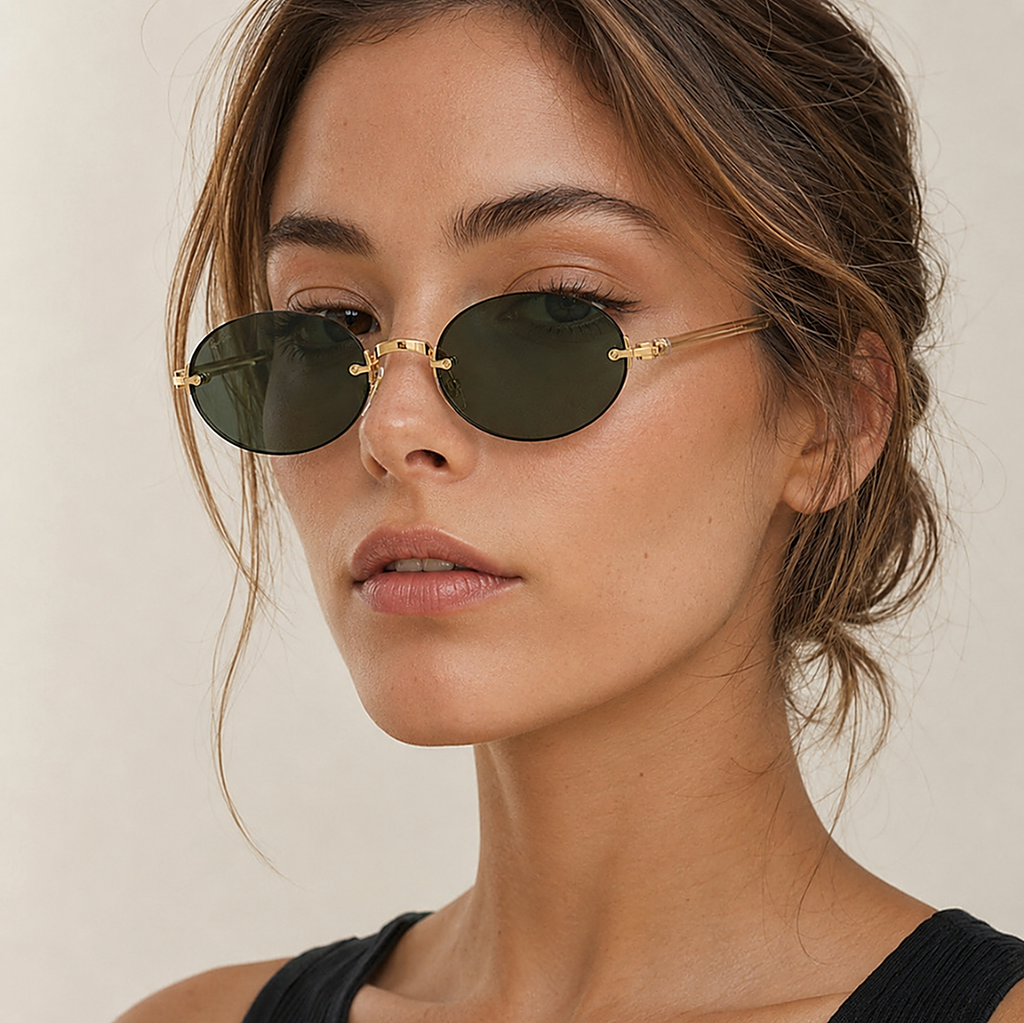 Ray-Ban Green Sunglasses (RB3929) worn by a model
