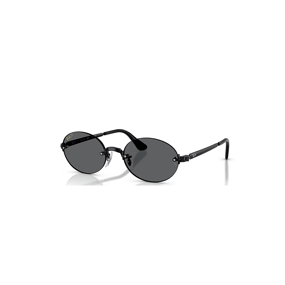 Ray-Ban Round Black Sunglasses (RB3929D), angled side view