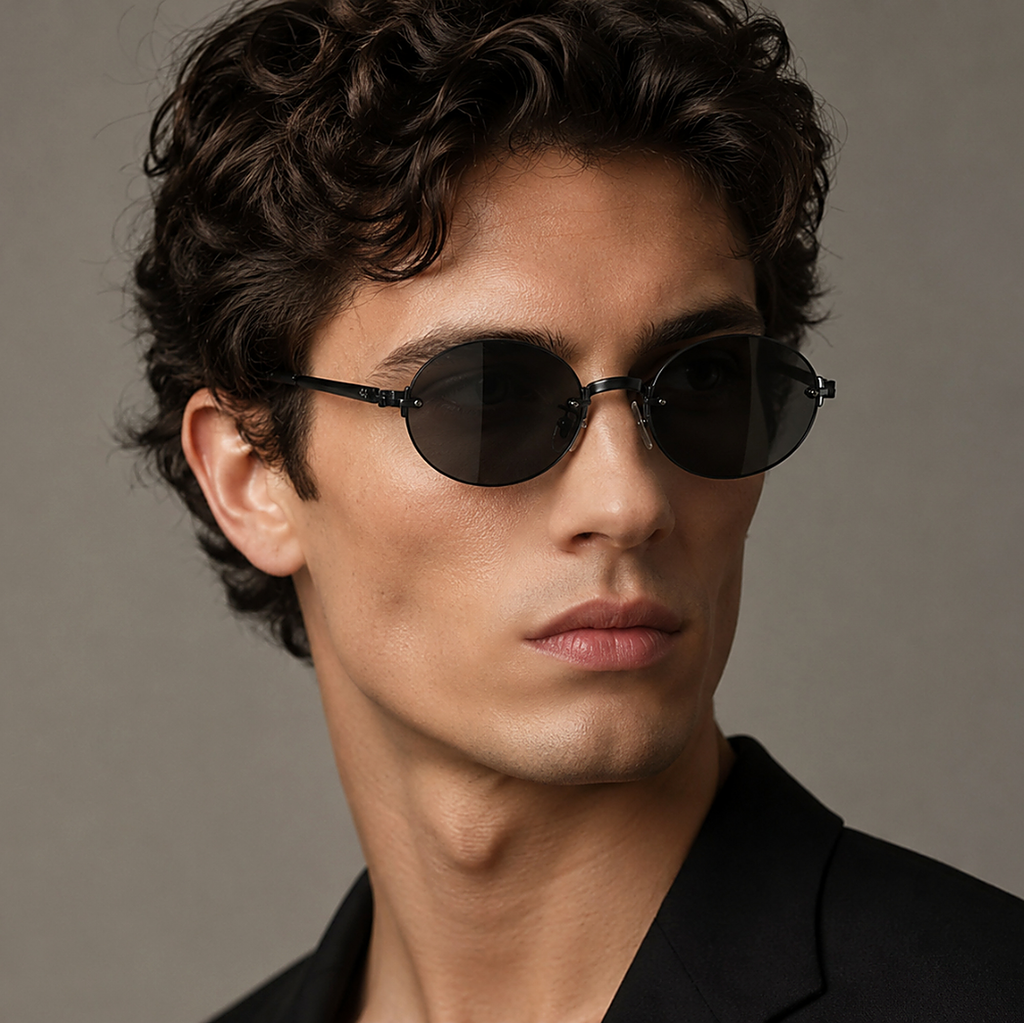 Ray-Ban Round Black Sunglasses (RB3929D) worn by a model