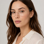 Silhouette Gold Eyeglasses (4549 75 3530) worn by a model