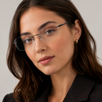 Silhouette Titanium Rimless Eyeglasses (5502 BS 6560) worn by a model