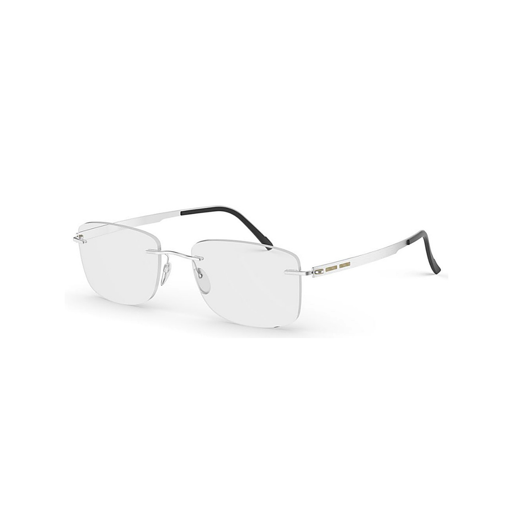 Silhouette Rimless Silver Eyeglasses (5537 DC 7000), angled side view