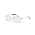 Silhouette Rimless Silver Eyeglasses (5537 DC 7000), angled side view