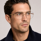 Silhouette 23kt Gold Plated Square Eyeglasses (5558 LA 7520) worn by a model