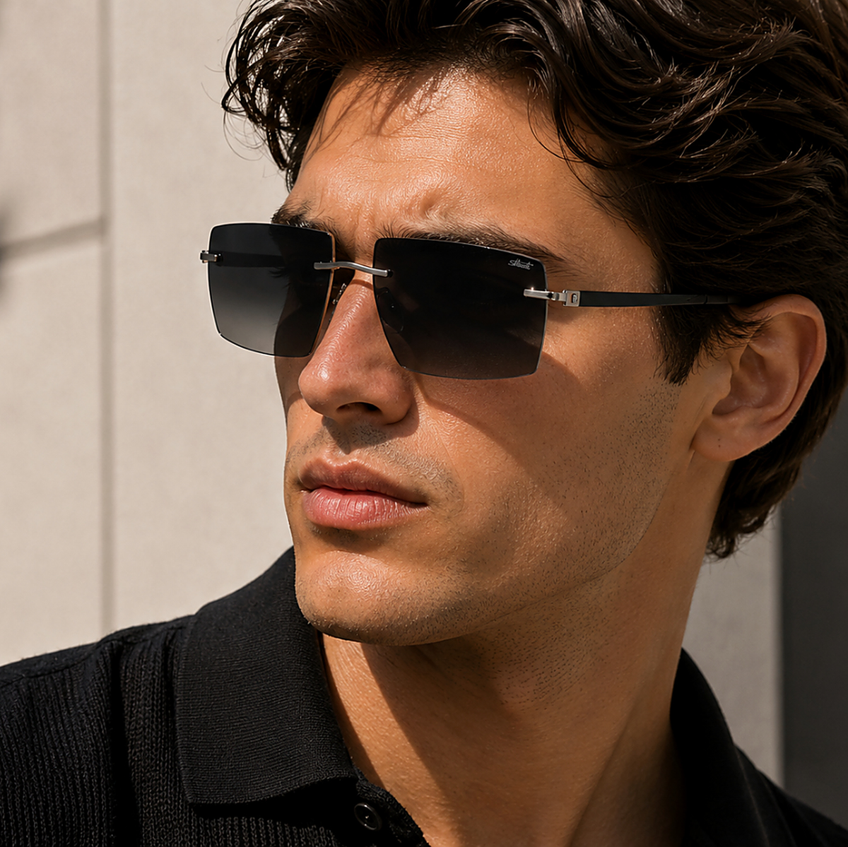 Silhouette Escondido Black Sunglasses (8747) worn by a model