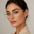 Silhouette Real Gold Eyeglasses (L005 75 7720) worn by a model