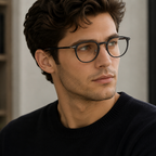 Silhouette Round Eyeglasses (L012 75 6500) worn by a model
