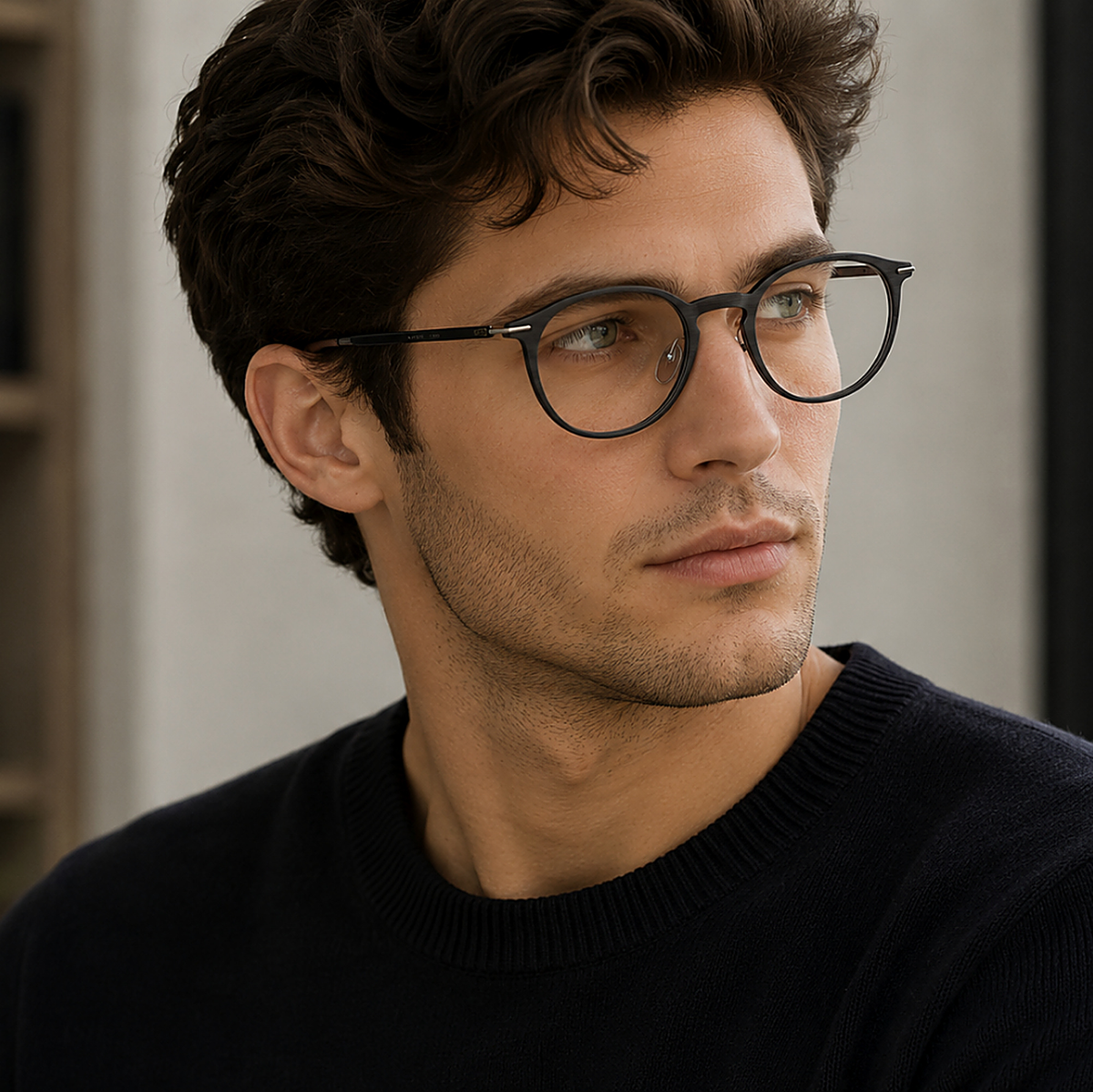 Silhouette Round Eyeglasses (L012 75 6500) worn by a model