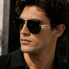Silhouette Nash Black Polarized Sunglasses (8744) worn by a model