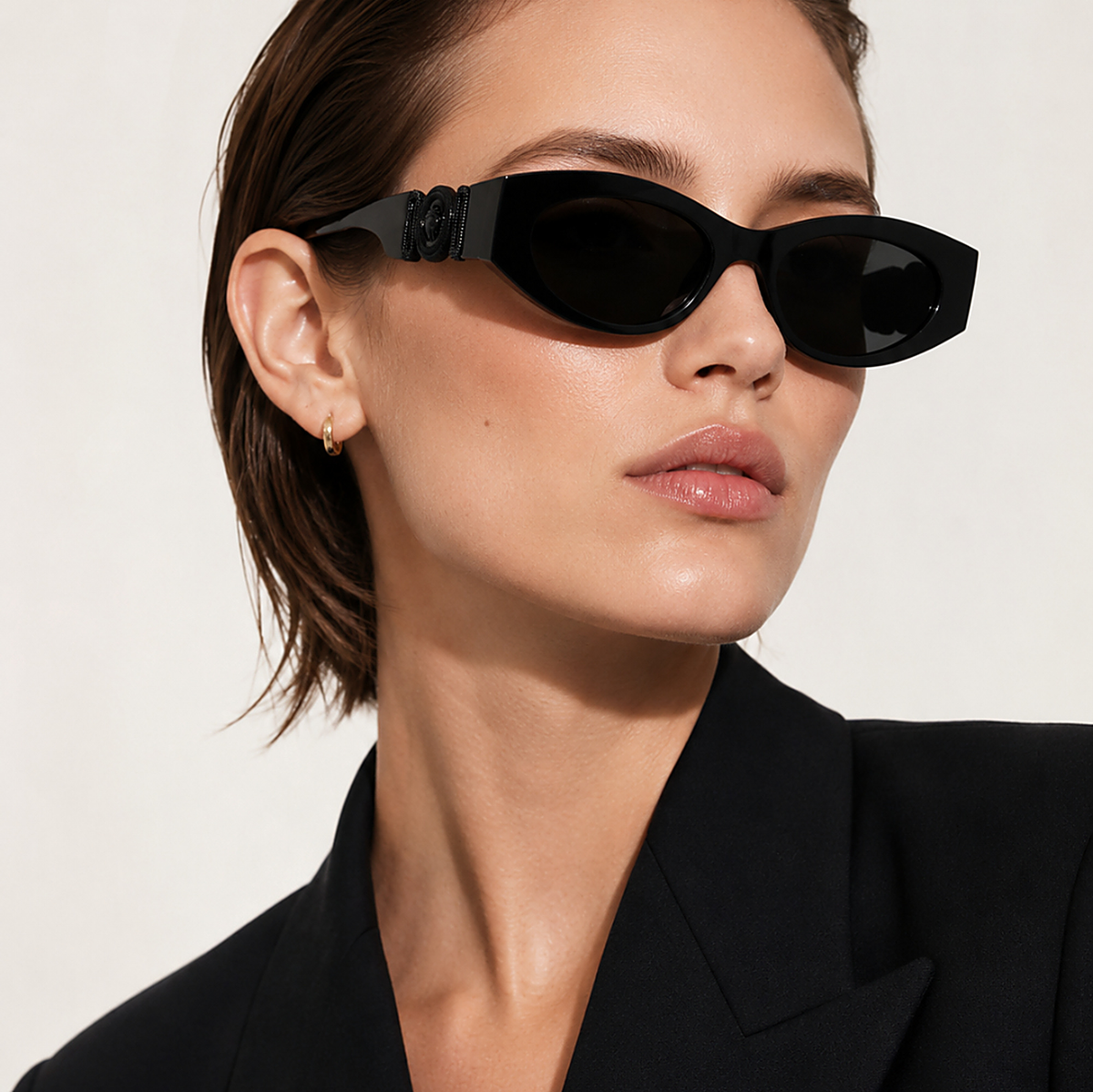 Versace Bold Black Sunglasses (4480-U) worn by a model