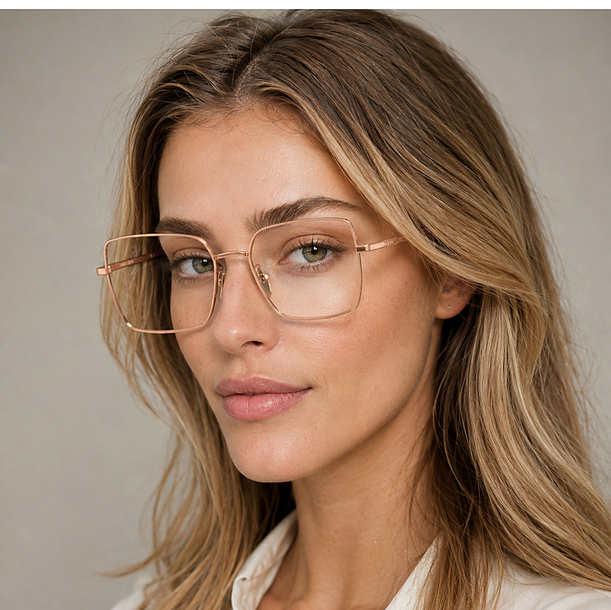 Vogue Eyewear Gold Eyeglasses (VO 4340 5152) worn by a model