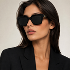 Vogue Eyewear Square Black Sunglasses (VO5690S) worn by a model